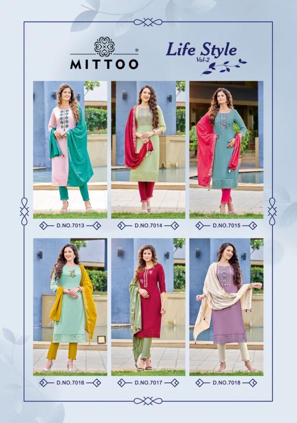 Mittoo Life Style Vol 2 viscose Festive Wear Kurti Pant With Dupatta